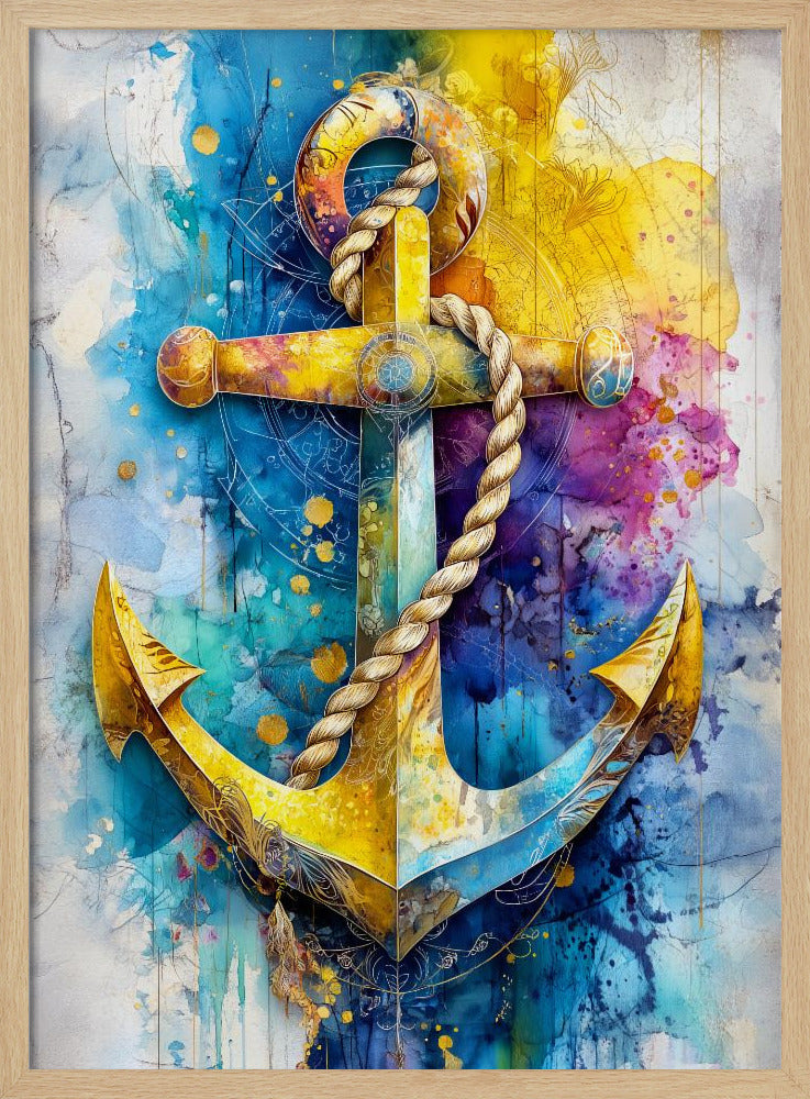 Nautica Sea Art Watercolor Anchor (1) | Poster