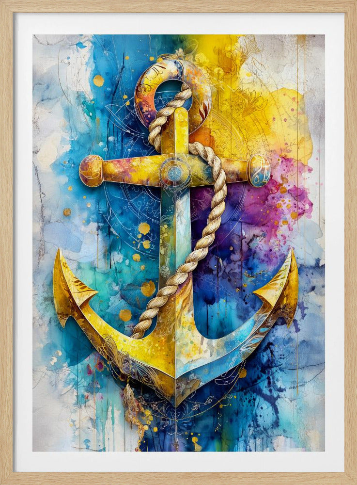 Nautica Sea Art Watercolor Anchor (1) | Poster