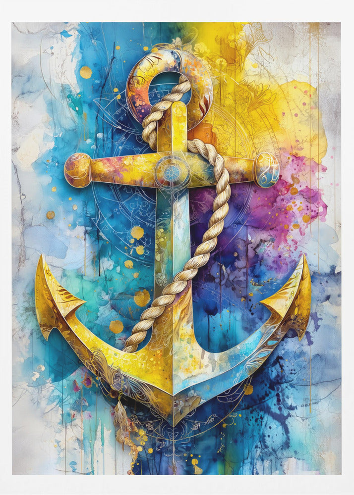 Nautica Sea Art Watercolor Anchor (1) | Poster