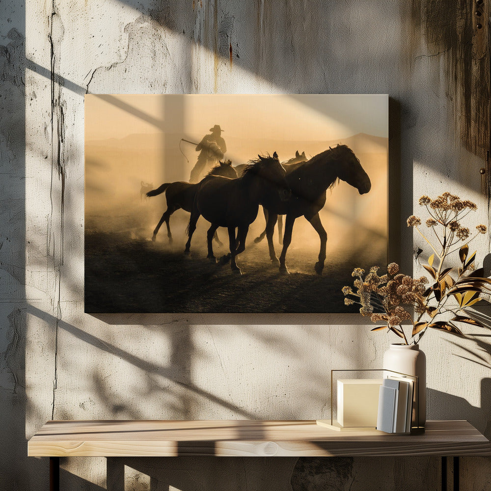 Spring mellan hästar | Canvas