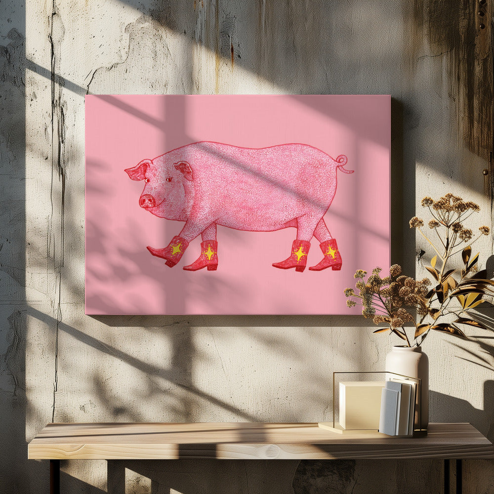 Marjorie la cochonne cowgirl | Tableaux sur Toile