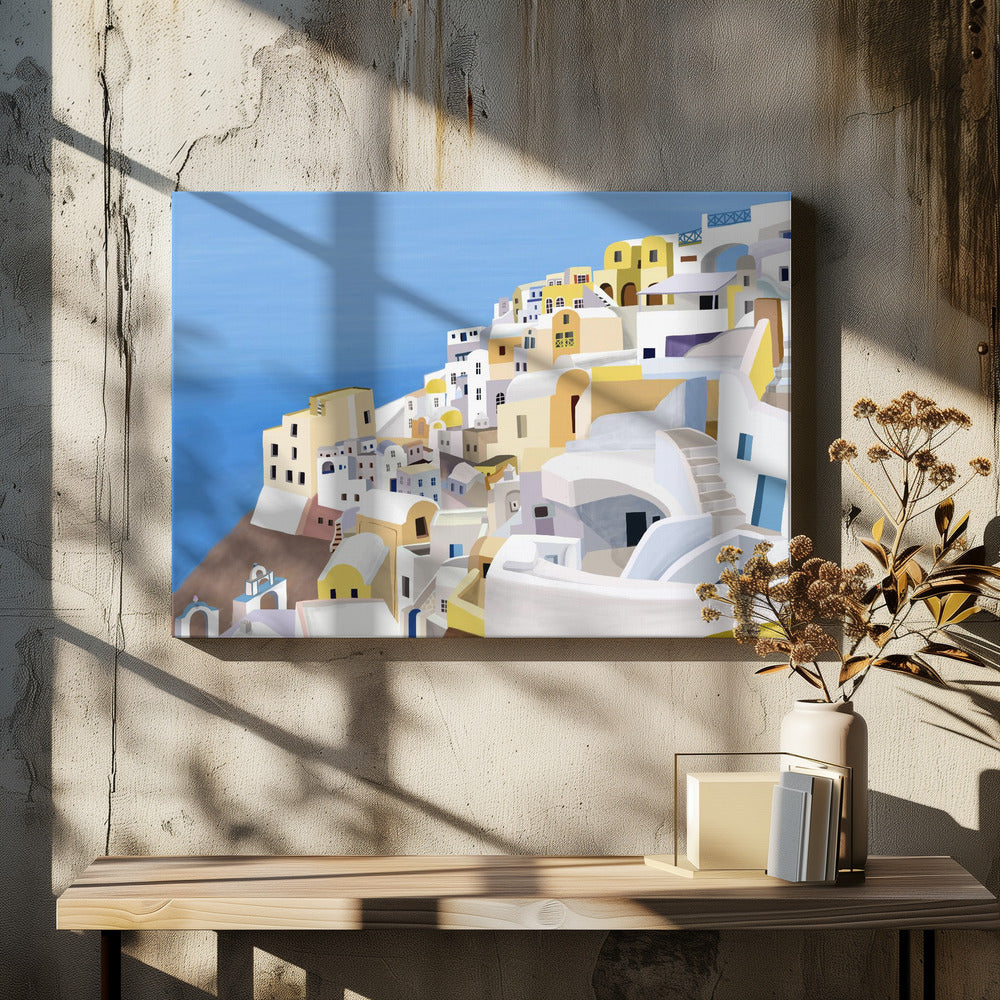Santorini, Grekland Klipputsikt av konstnären Carla Daly | Canvastavla