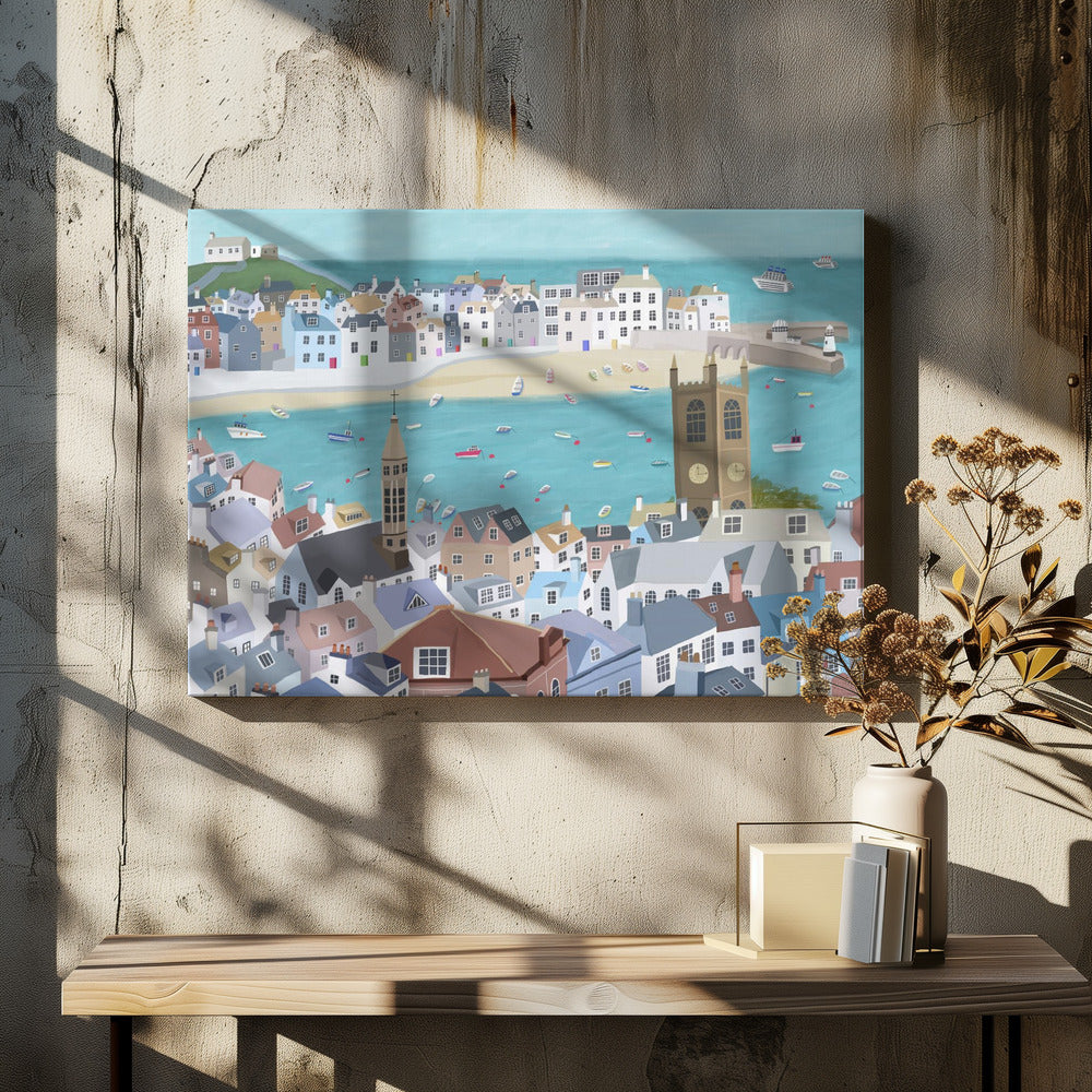 Vackra St Ives, Cornwall, Storbritannien av konstnären Carla Daly | Canvastavla