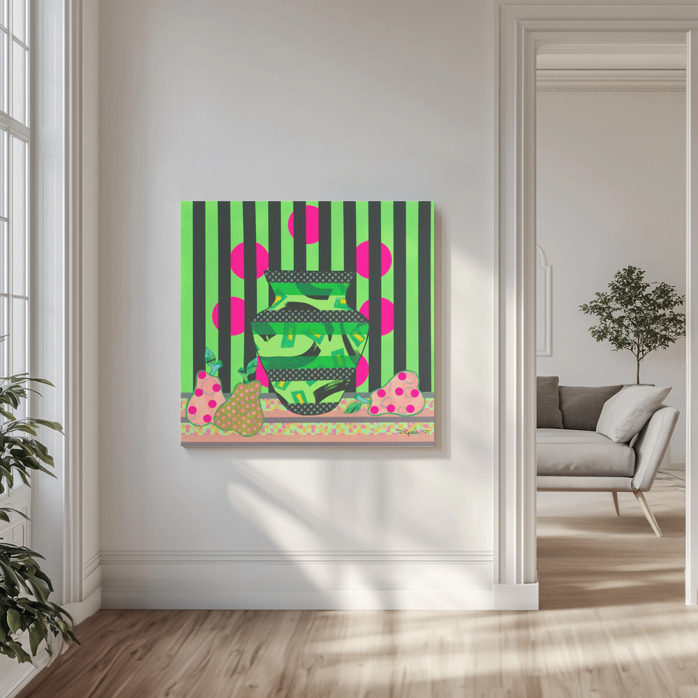 Grön vas och päron | Canvas