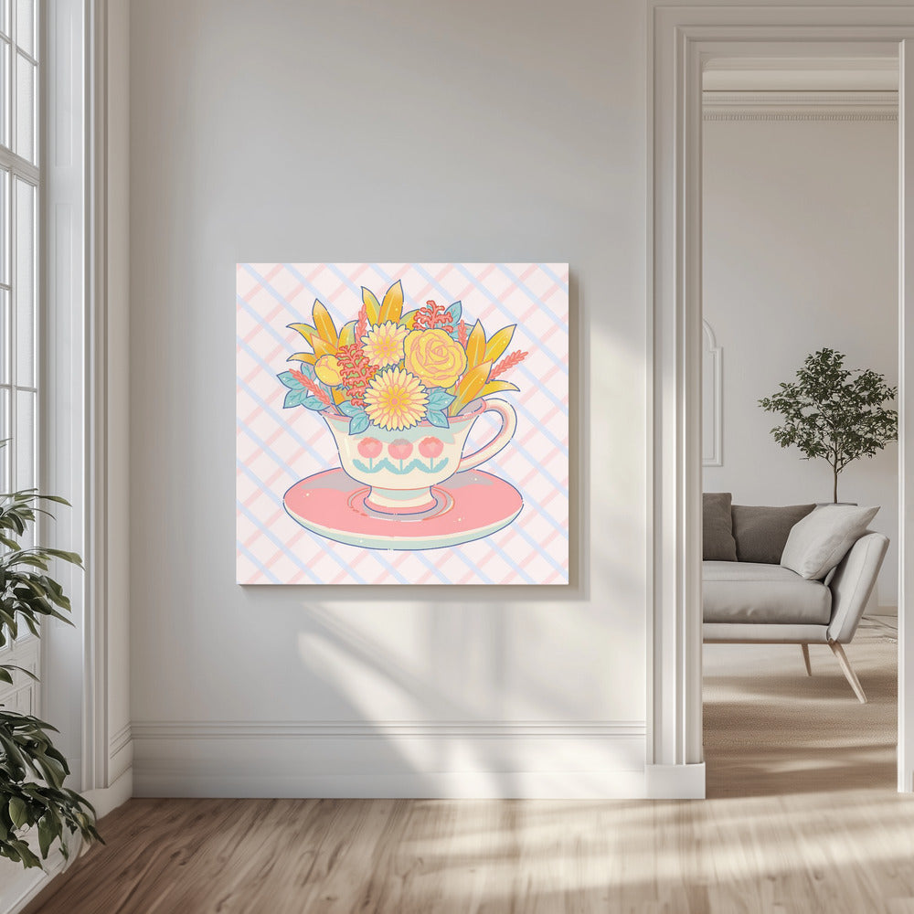 Blumenteetasse | Leinwand