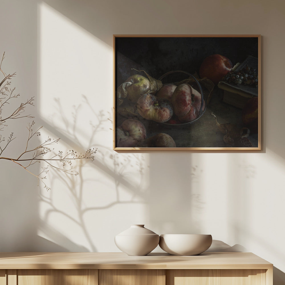 Still life with book and peaches | Poster