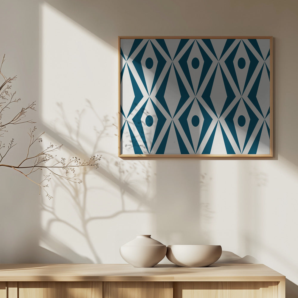 Minimalist art deco geometric diamonds teal | Poster