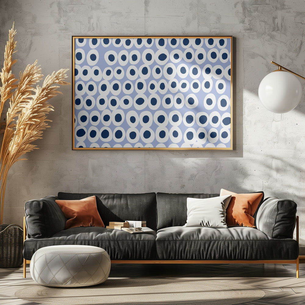 Wunderschönes blaues Muster mit kräftigen Punkten | Poster