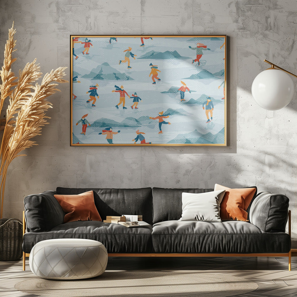 Retro sportigt skridskoåkningsmönster med textur | Poster