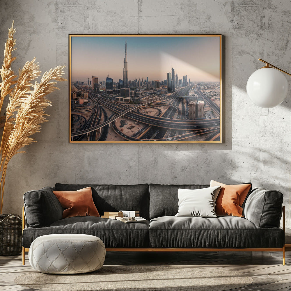 Dubais stadssilhuettpanorama | Poster