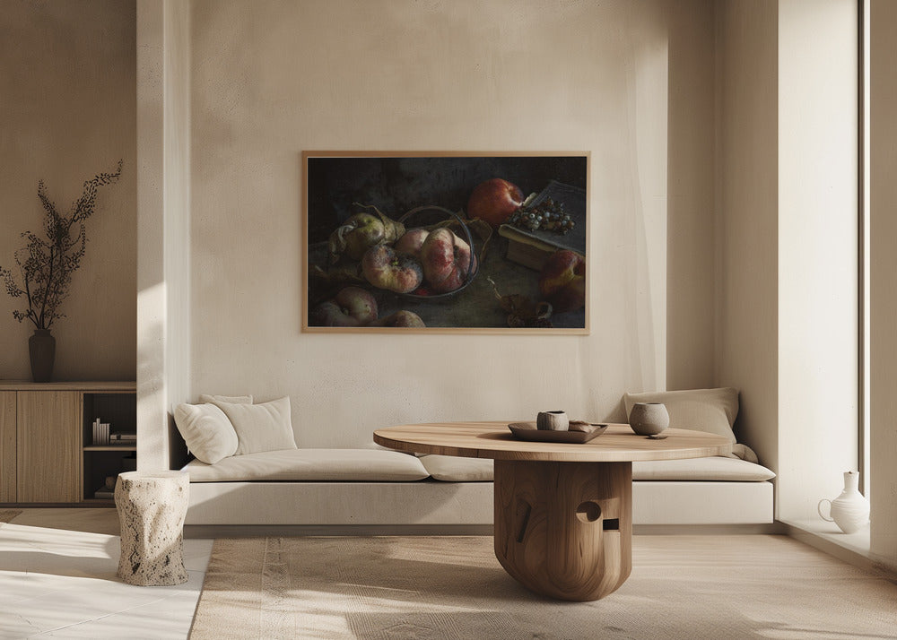 Still life with book and peaches | Poster