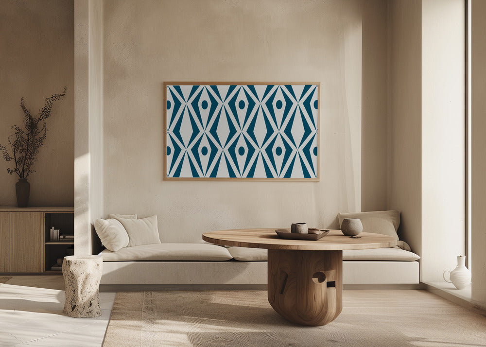 Minimalist art deco geometric diamonds teal | Poster