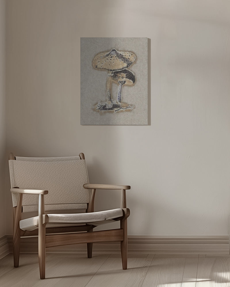 Handritad parasoll med svamp i brunt | Canvas