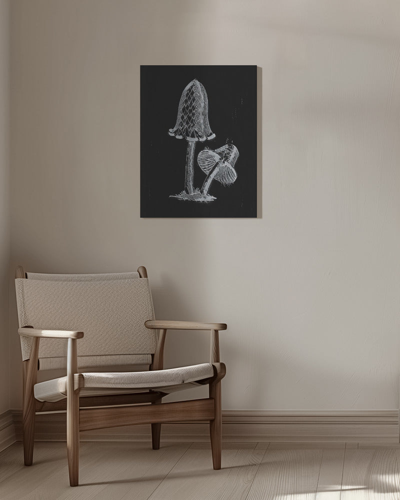 Vintage Inky Cap Ätbar Svamp Mörk Svartvit | Canvas