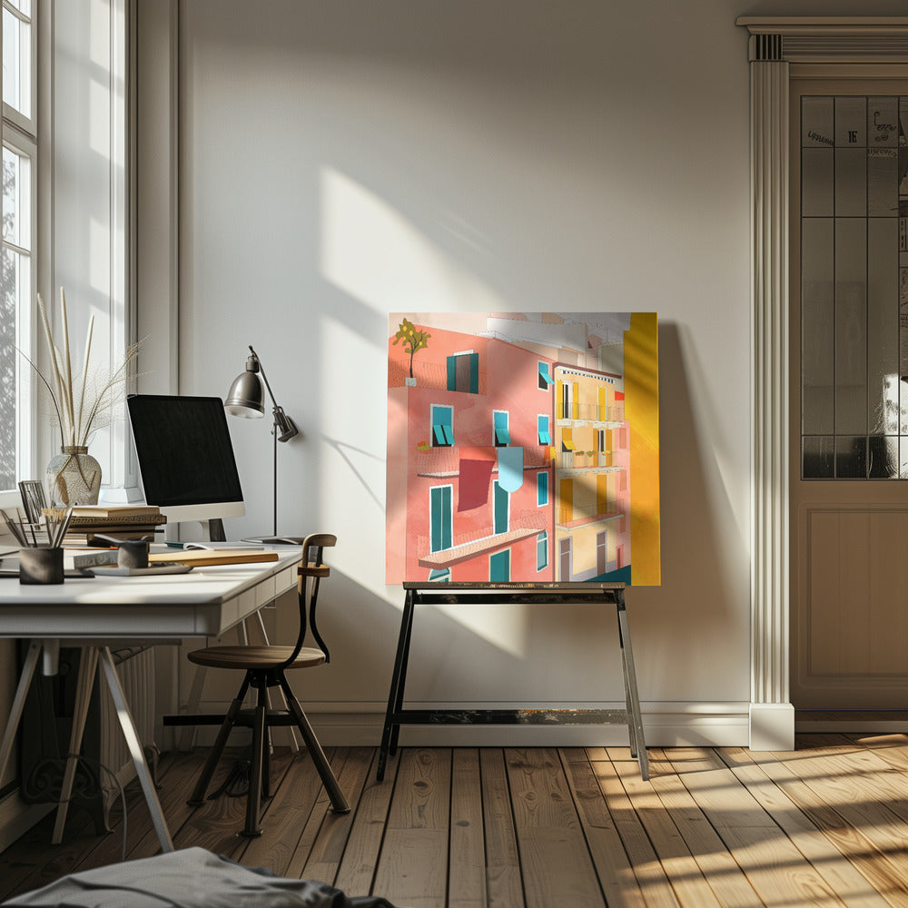 Hus i Little Italy | Canvastavla