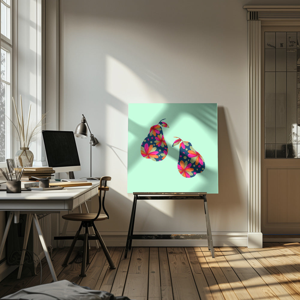 Konsttryck med mönster av päron | Canvastavla