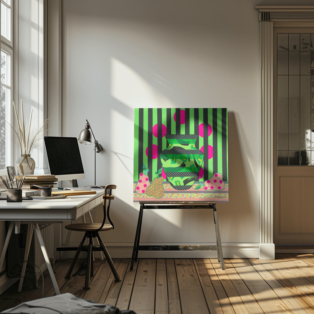 Grön vas och päron | Canvas
