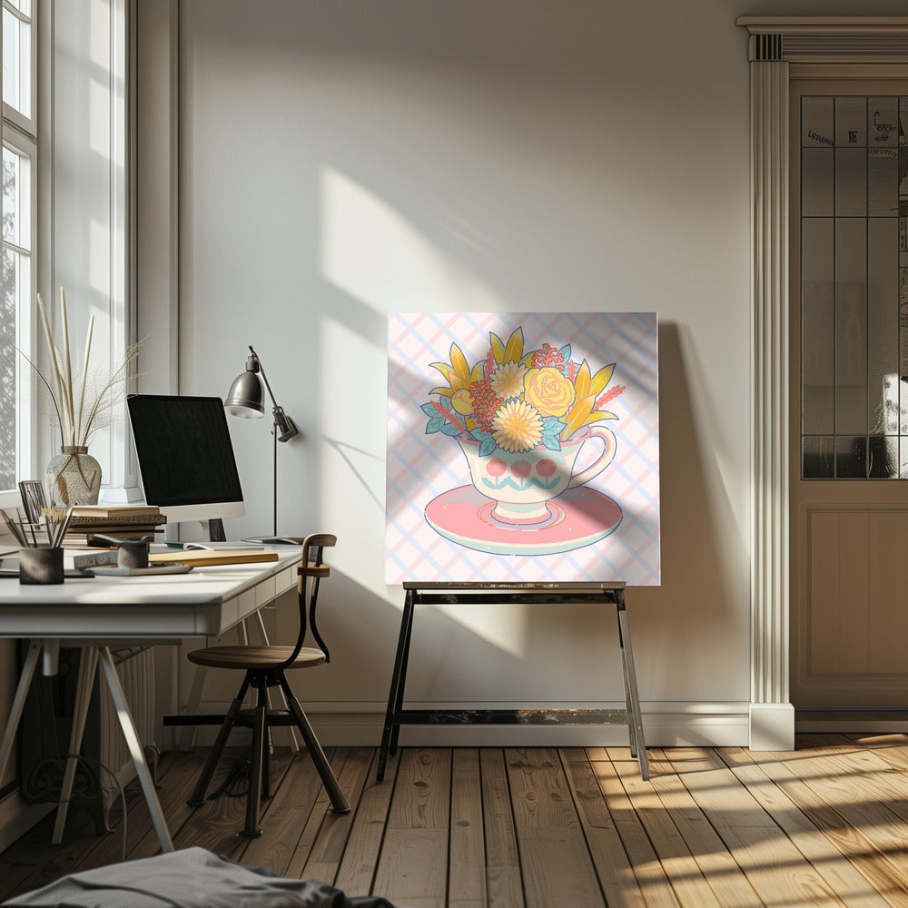 Blumenteetasse | Leinwand