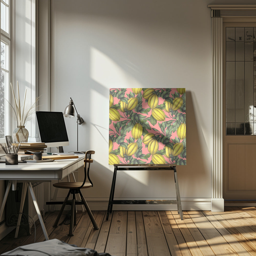 Mönster av gul citron | Canvas