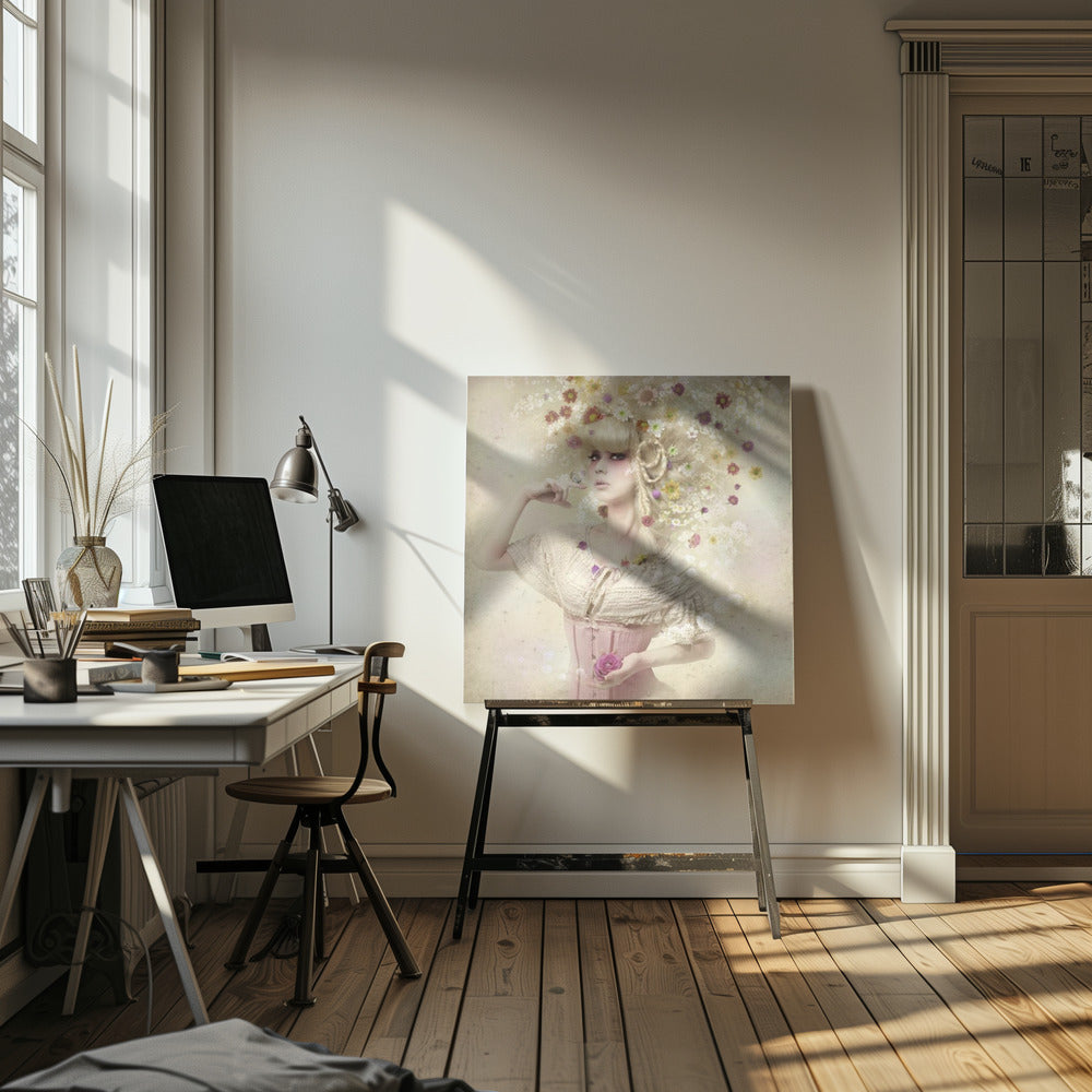 Flicka i blomsterträdgården | Canvas