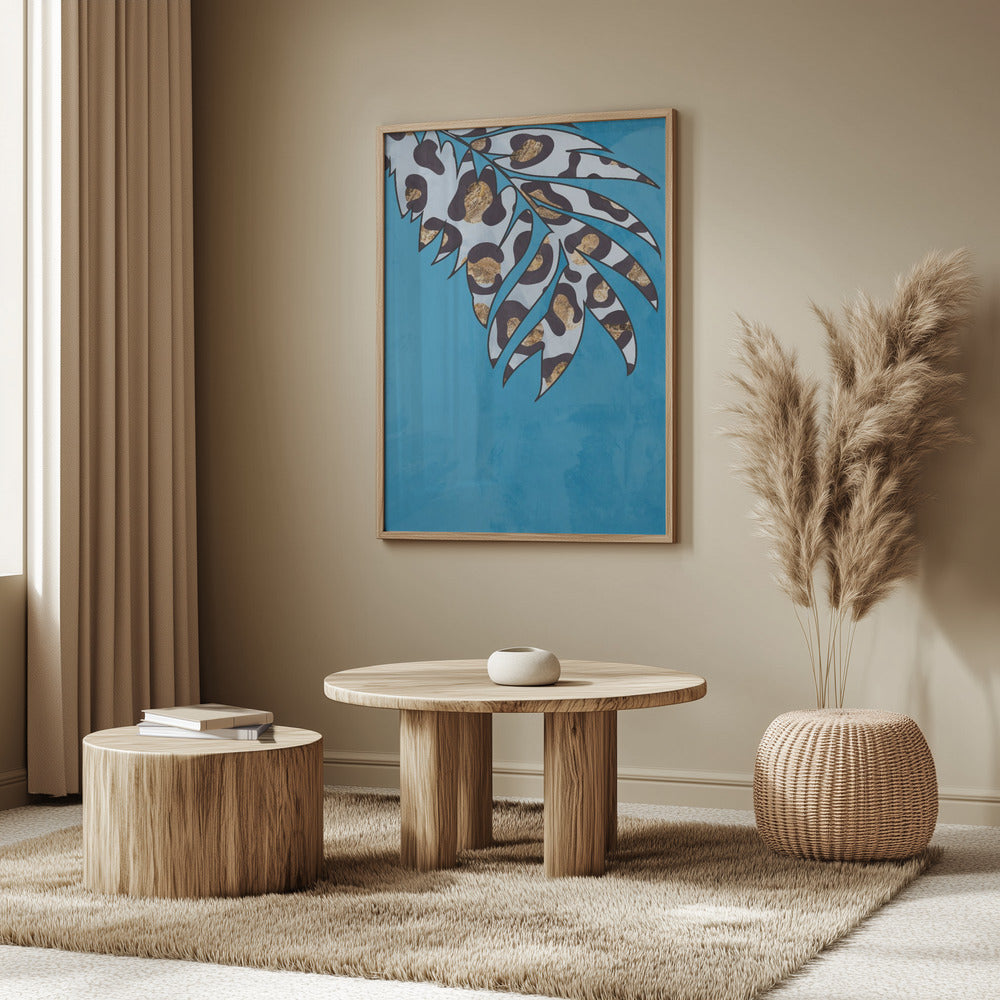 Blue leopard print animal leaf | Poster