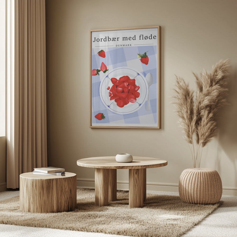 Jordgubb med grädde - Danmark | Poster
