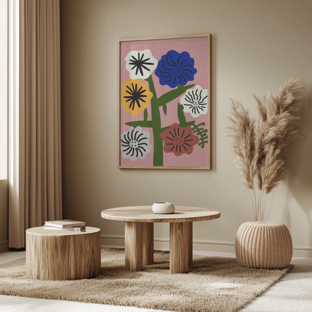 Stilisierte Blumen mit kräftigen Farben | Poster