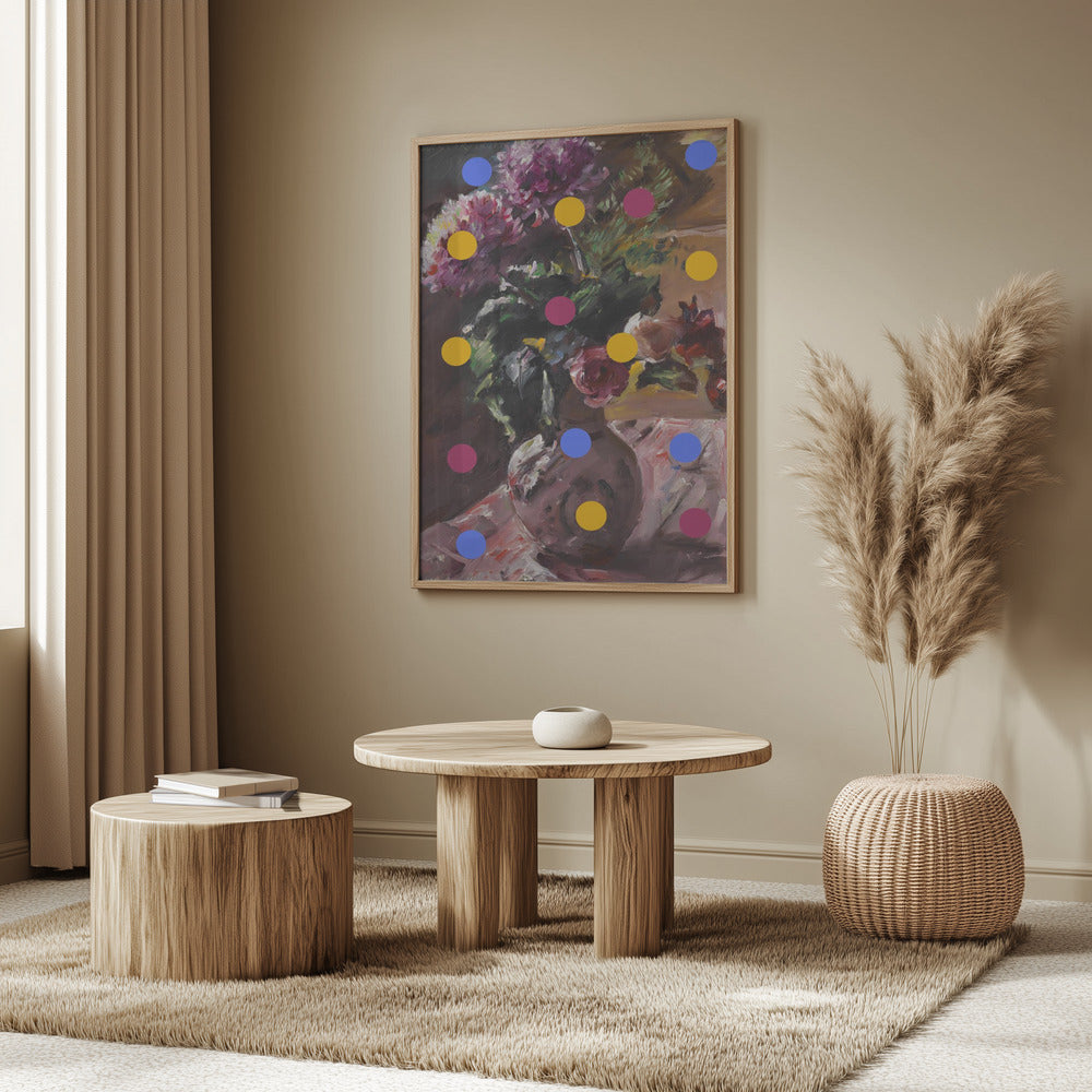 Klassisk vas med blommor och prickar | Poster