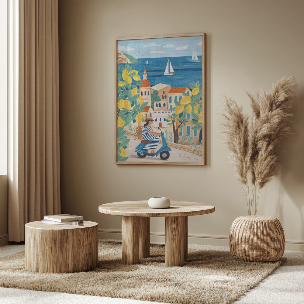 Reseposter kvinna på Amalfikusten, Italien | Poster