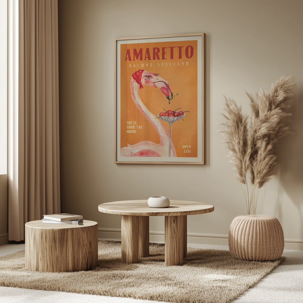 Amaretto Flamingo Art Deco Italiensk Café Resekonst | Poster