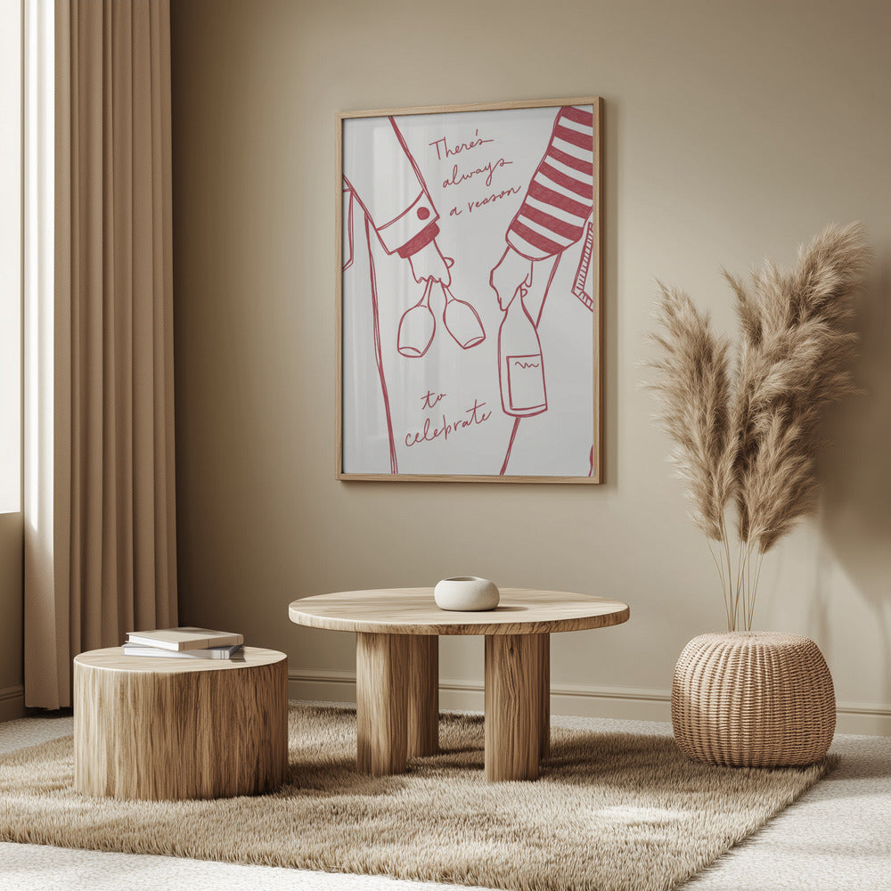 Kvinna som håller vinflaska och vinglas (Rött) - Wine Vin Rouge Femme | Poster