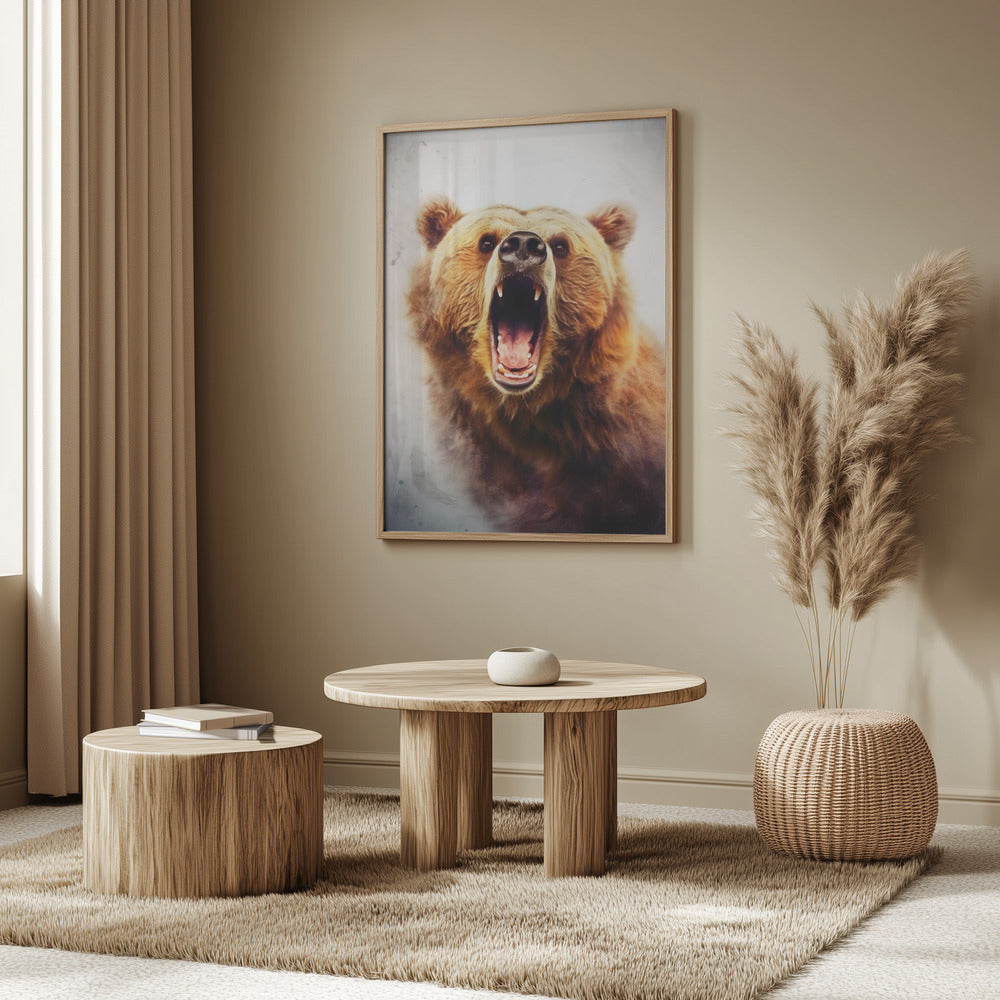 Akvarell djurkonst med björnbrun björn | Poster