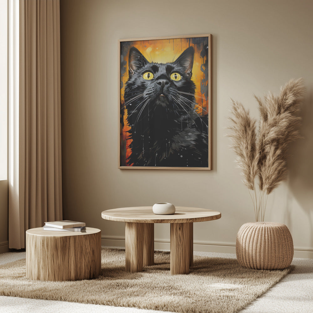 Svart katt Adam akvarell djurkonst | Poster