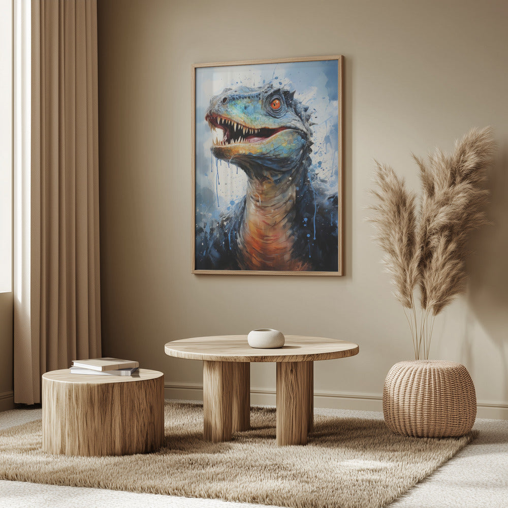 Rebbachisaurus dinosaurie akvarell djurkonst poster |