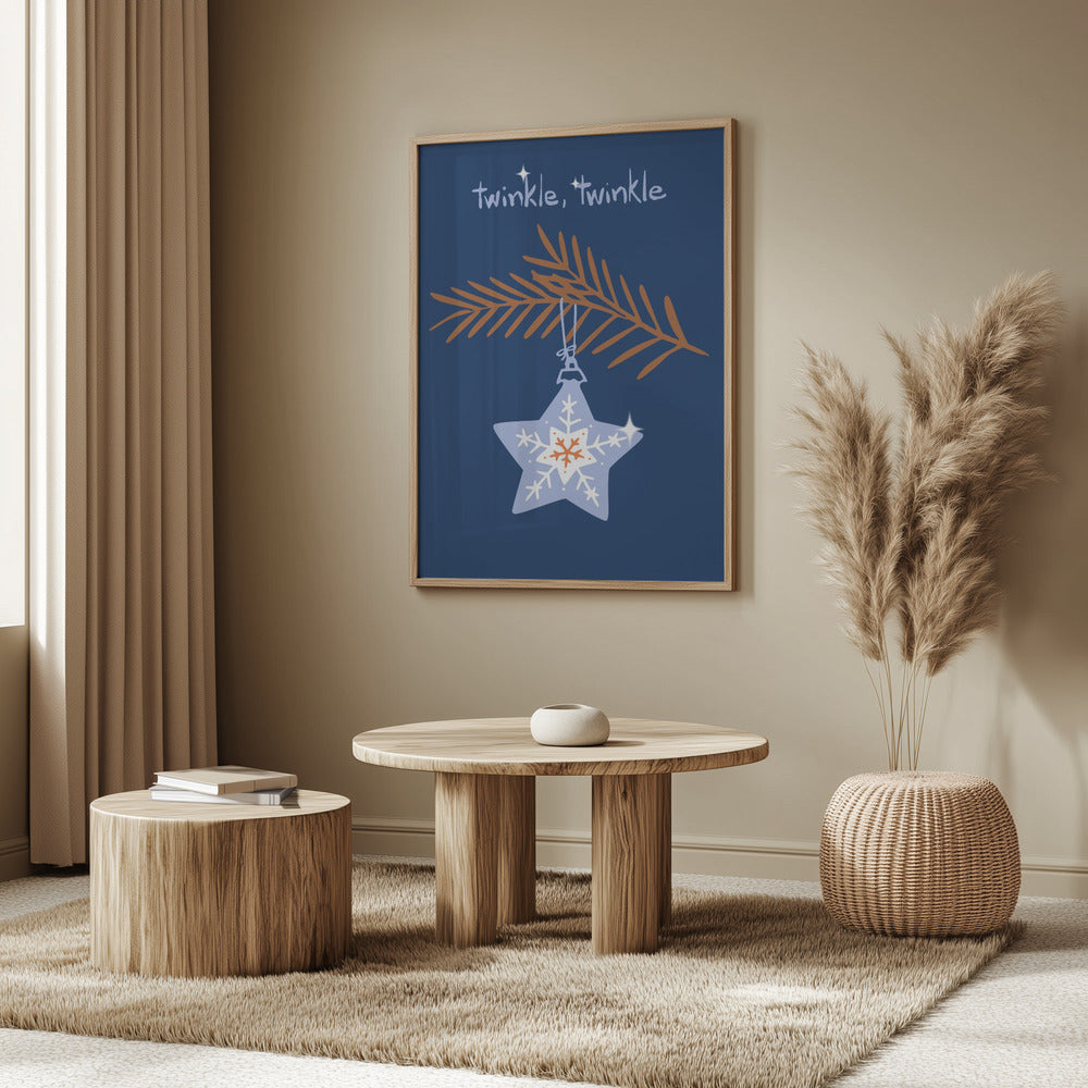 Glad glittrande julstjärna blå | Poster