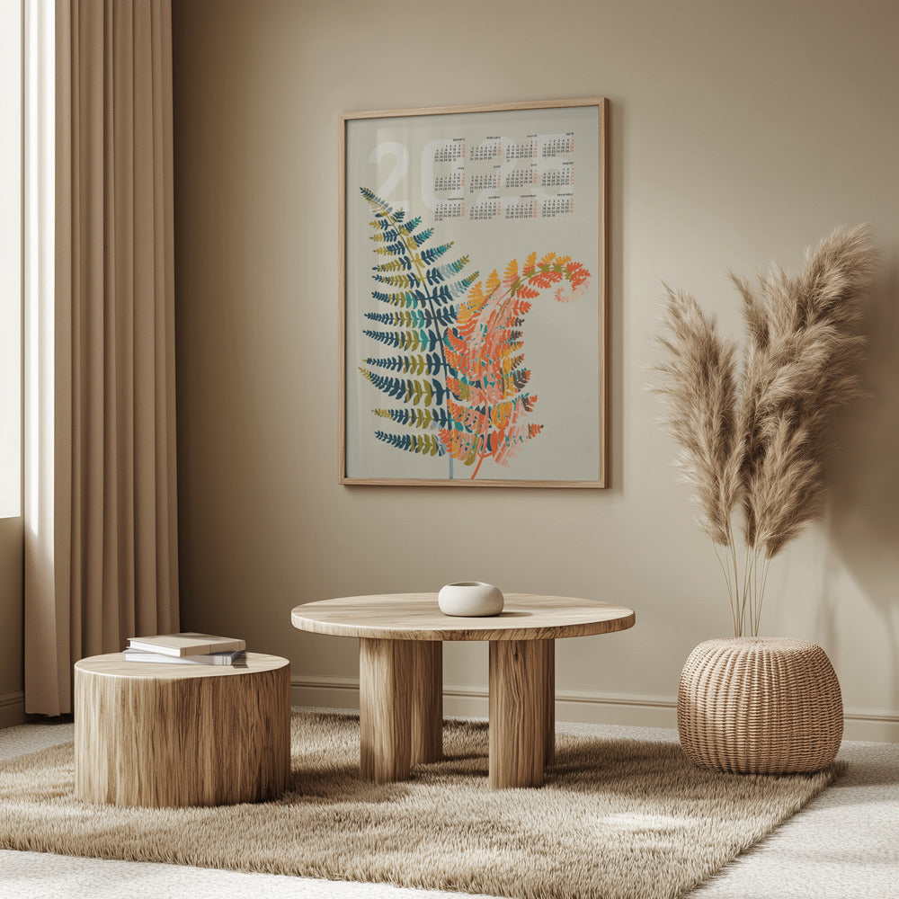 Calendar 2025 colorful fern leaves | Poster