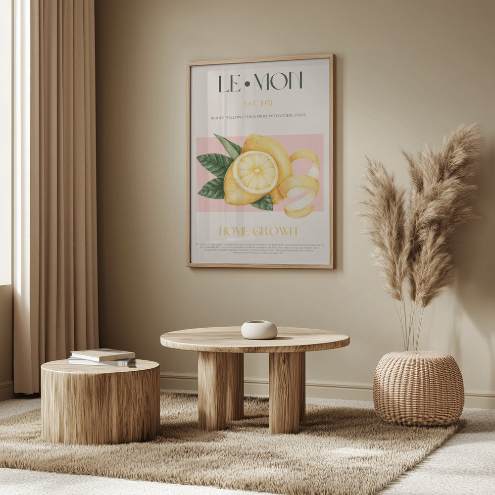 Skivad citron med löv i vintagestil | Poster