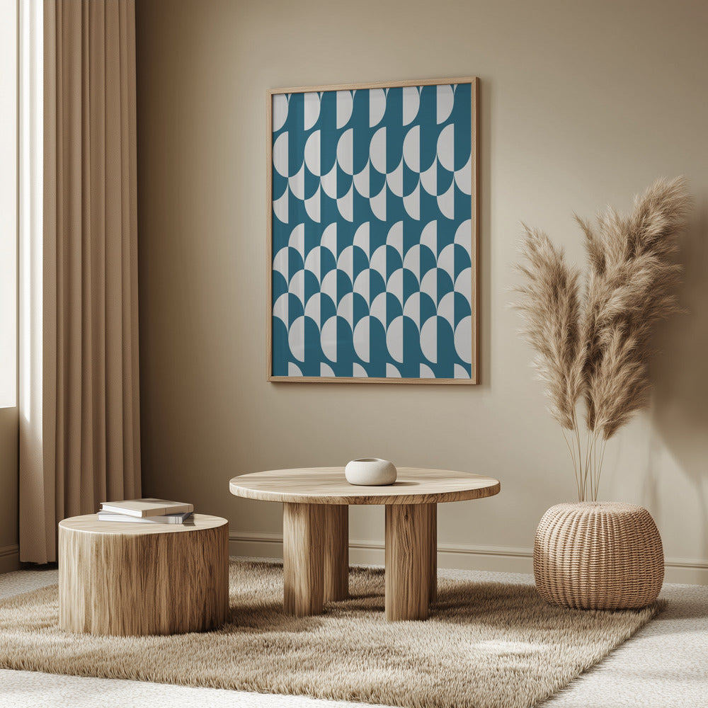 Minimalist art deco geometric arches teal | Poster