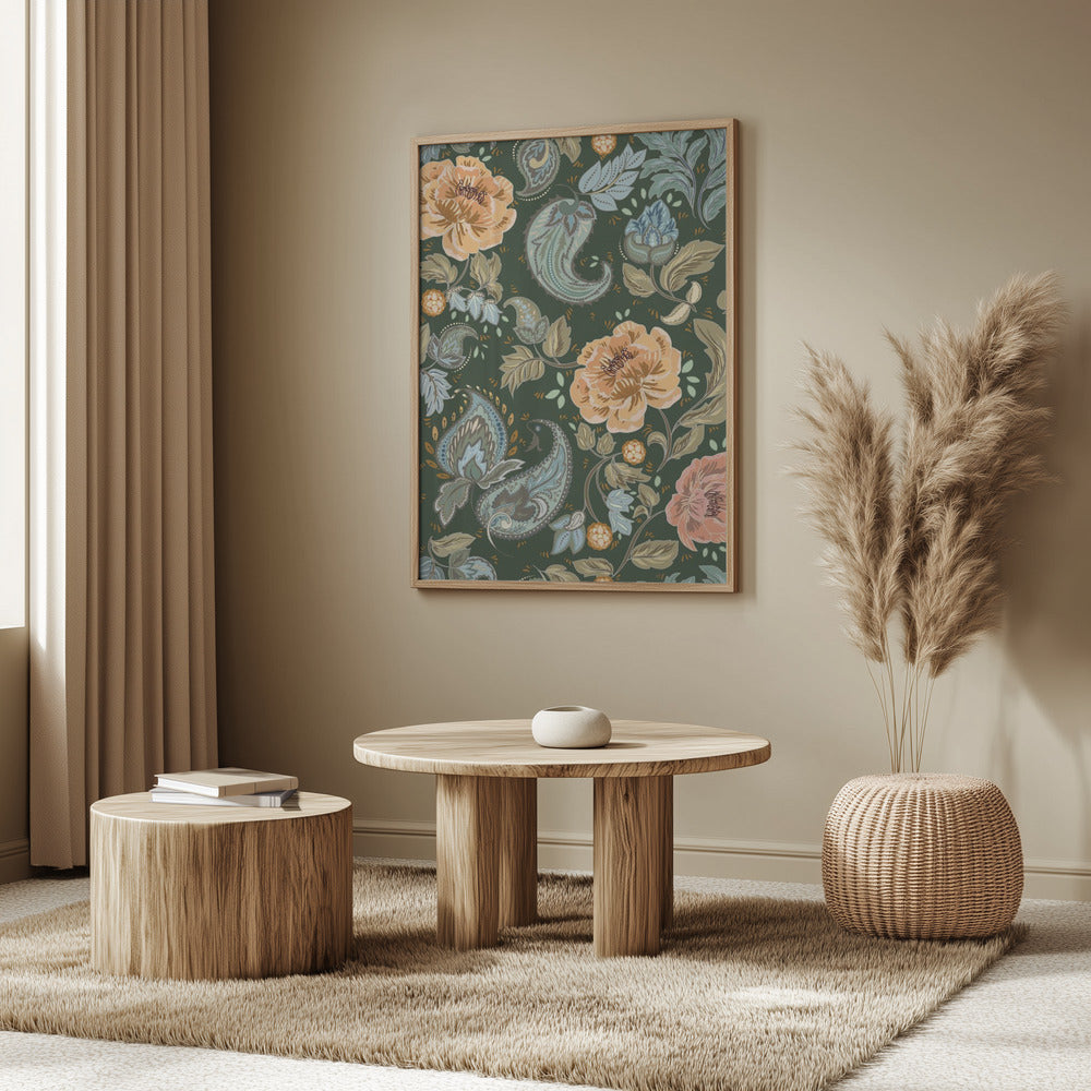 Floral Heritage paisley golden forest pattern | Poster