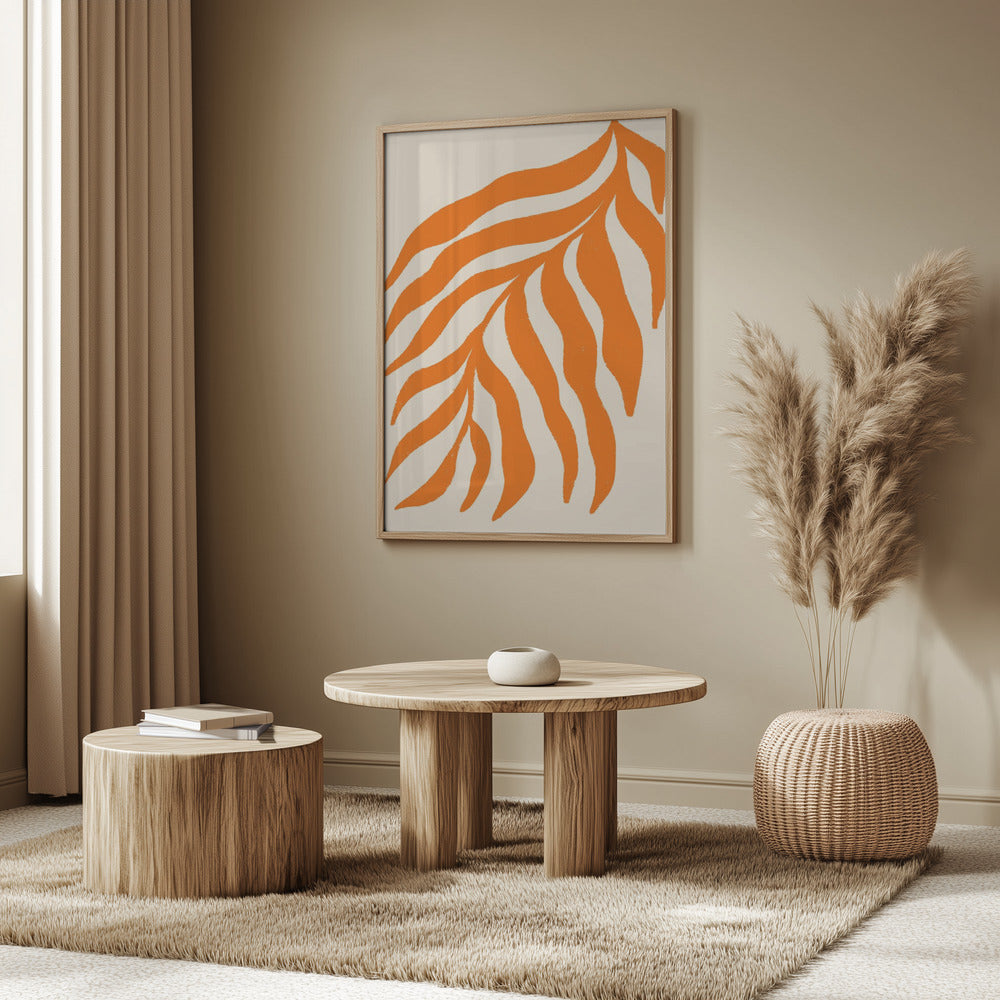Orange Silhouette Textured Branch | Poster