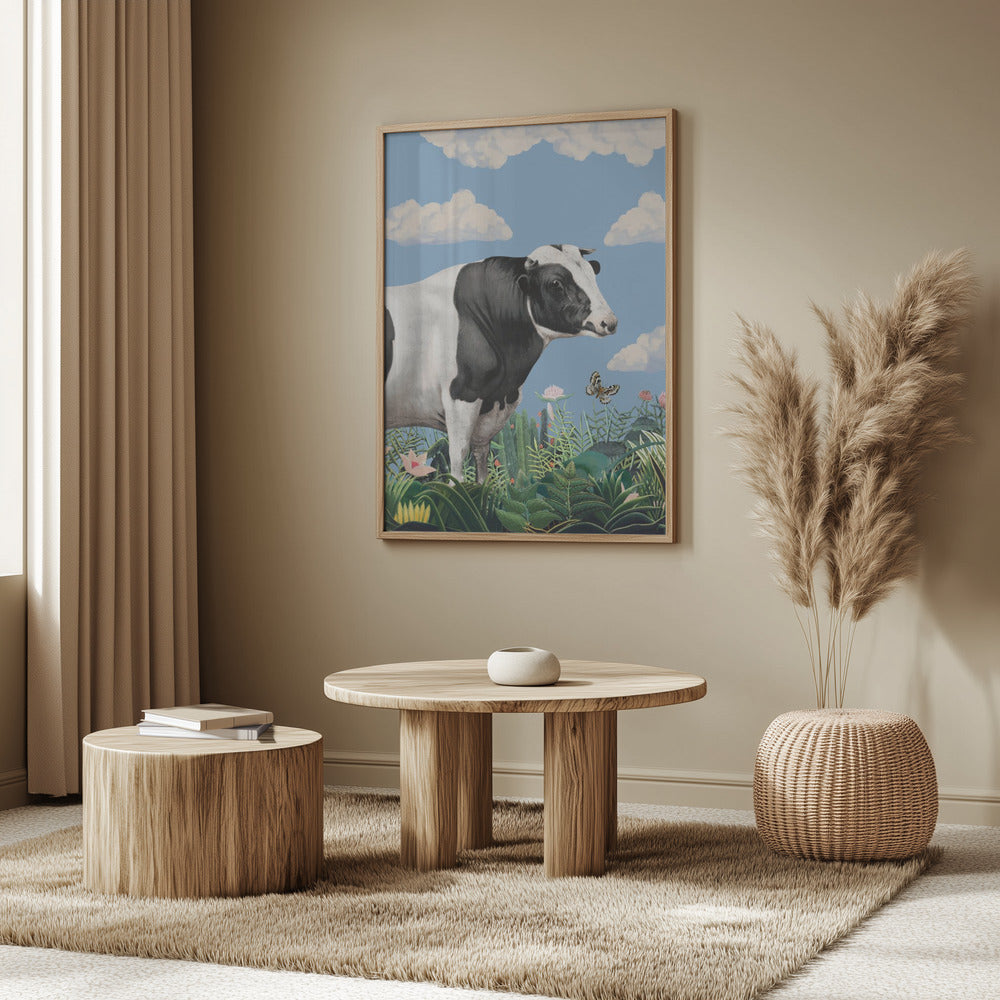 Färgglada porträtt av glada kor (inklusive fjäril) | Poster