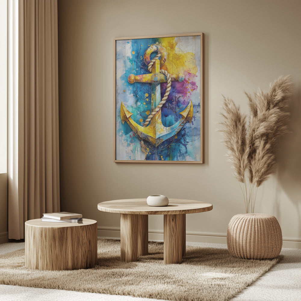 Nautica Sea Art Watercolor Anchor (1) | Poster
