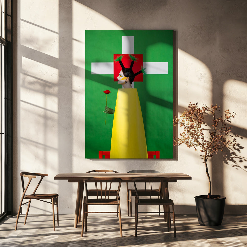 Flicka med palmer på huvudet | Canvas