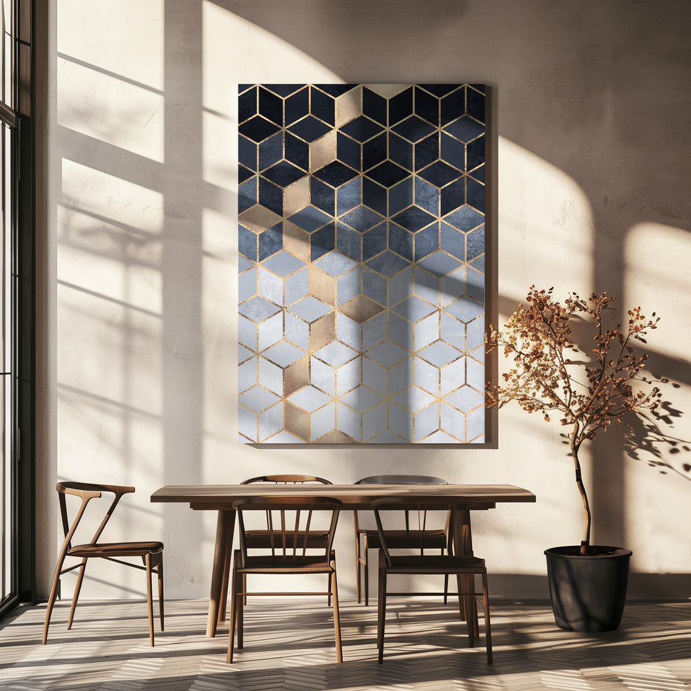 Mjuka blå gradientkuber | Canvas