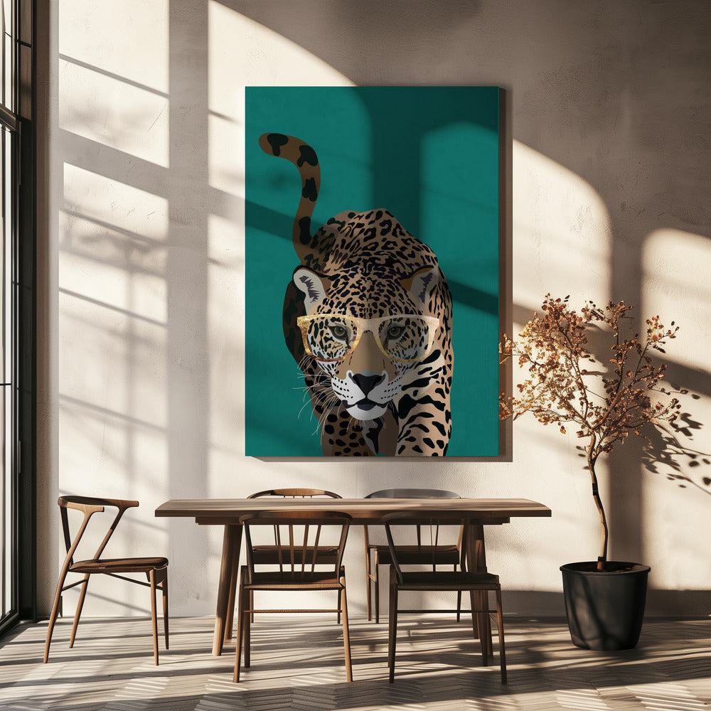 Nyfiken grön leopard | Canvas