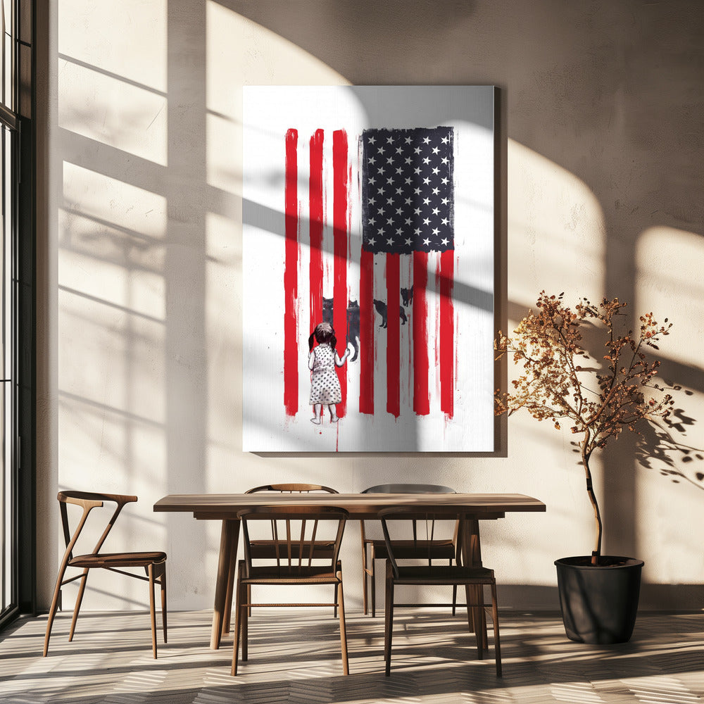 Liten flicka och vargar | Canvas