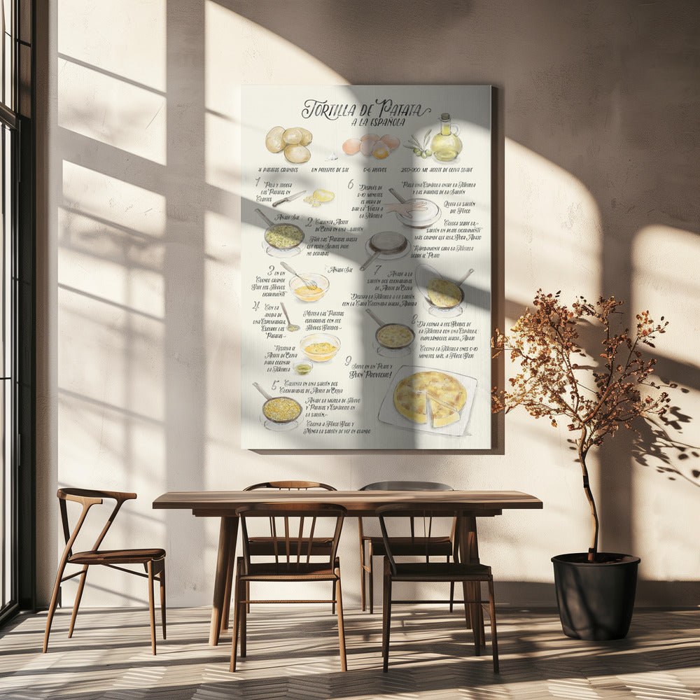 Illustrated recipe of tortilla de patata in Spanish | Canvas