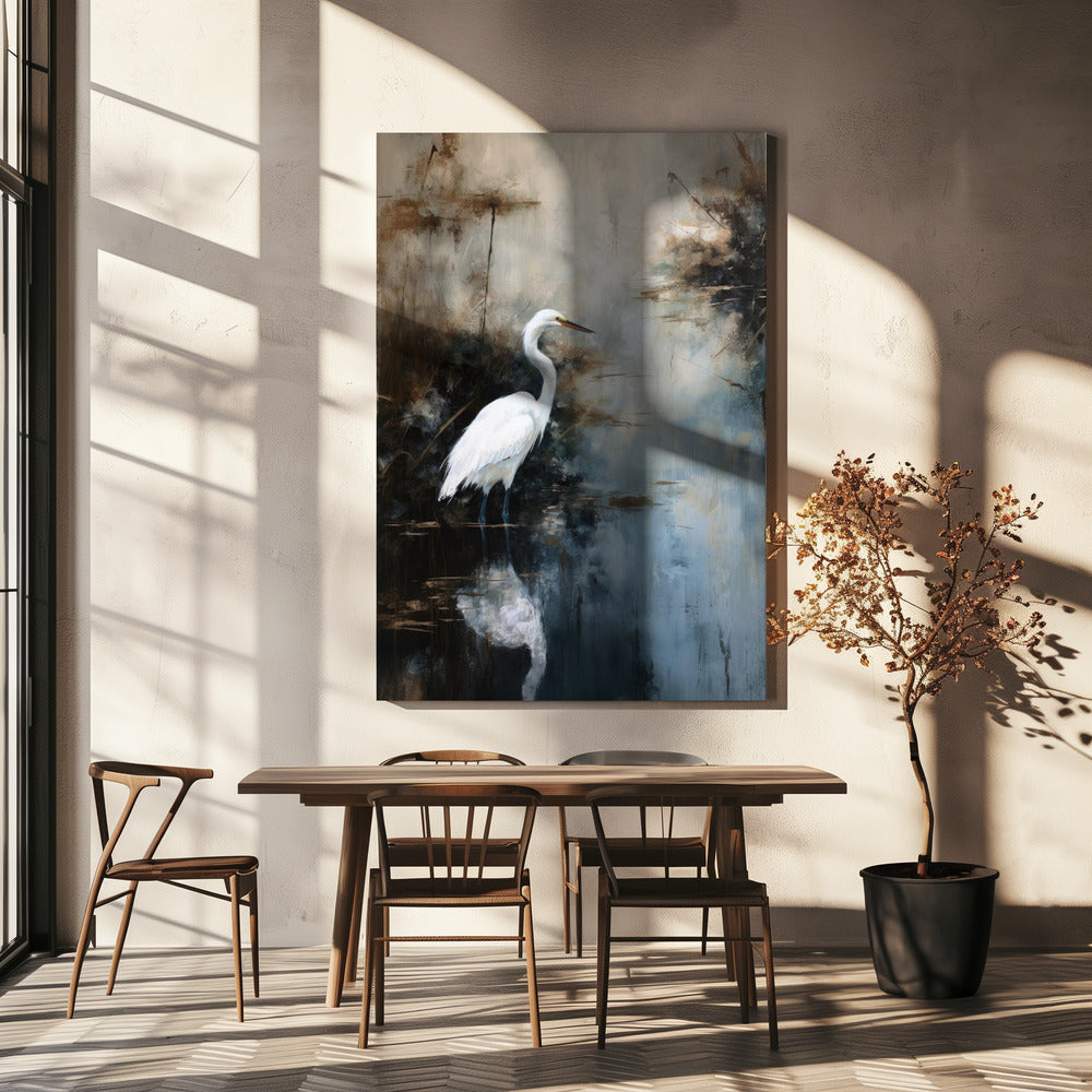 Häger i sjön | Canvas