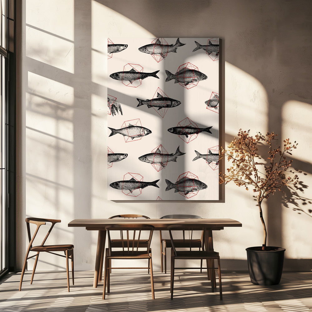 Fische in der Geometrie Nr. 4 | Leinwand-Bilder