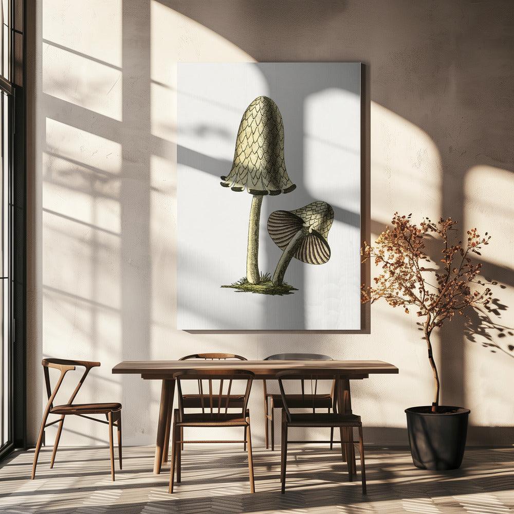 Ätbar svamp i vintage-stil med bläckmotiv | Canvas